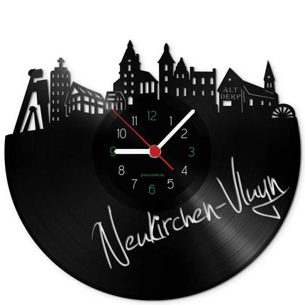 SEO. Wanduhr aus Vinyl Skyline Neukirchen - Vluyn - Linkreich