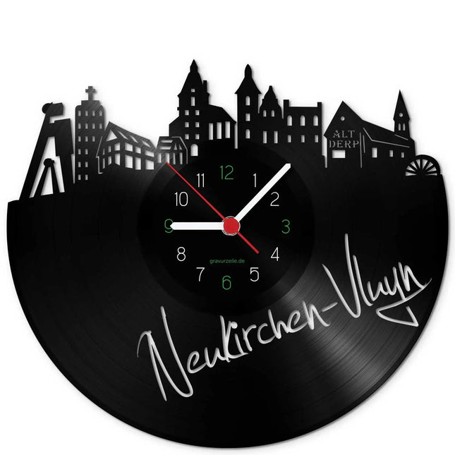 SEO. Wanduhr aus Vinyl Skyline Neukirchen - Vluyn - Linkreich