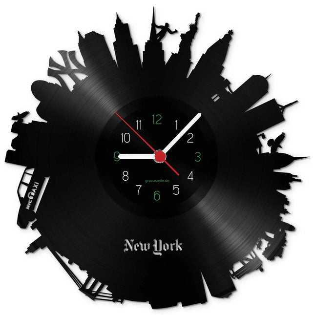 SEO. Wanduhr aus Vinyl Skyline New York 2017 - Linkreich