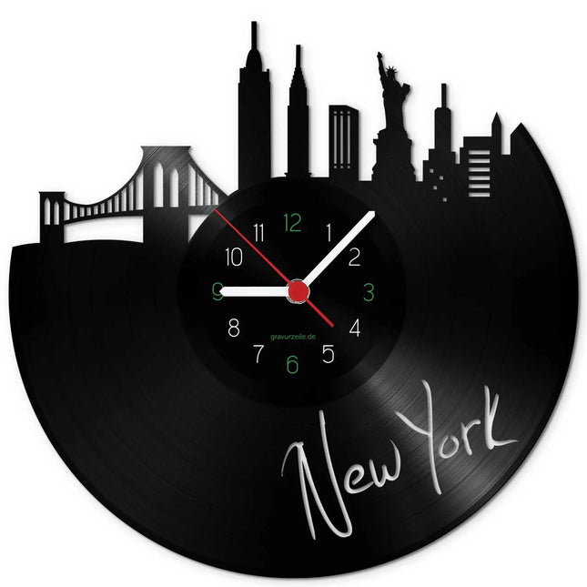 SEO. Wanduhr aus Vinyl Skyline New York - Linkreich