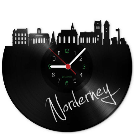 SEO. Wanduhr aus Vinyl Skyline Norderney - Linkreich