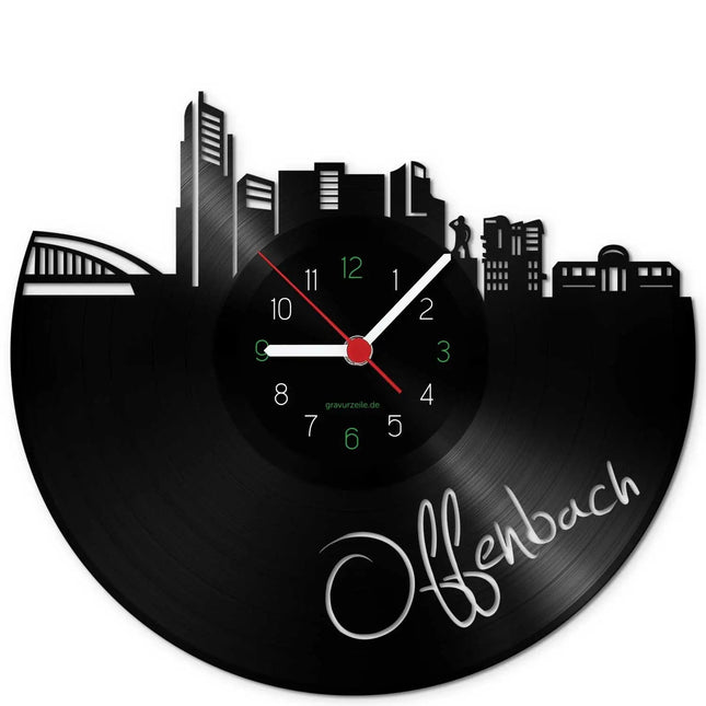 SEO. Wanduhr aus Vinyl Skyline Offenbach - Linkreich