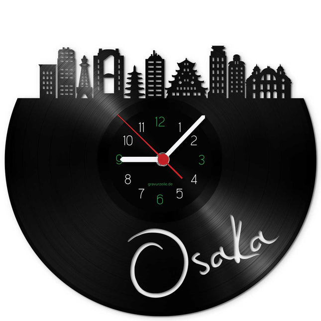 SEO. Wanduhr aus Vinyl Skyline Osaka - Linkreich
