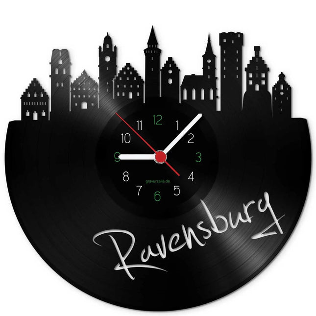 SEO. Wanduhr aus Vinyl Skyline Ravensburg - Linkreich