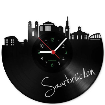 SEO. Wanduhr aus Vinyl Skyline Saarbrücken - Linkreich