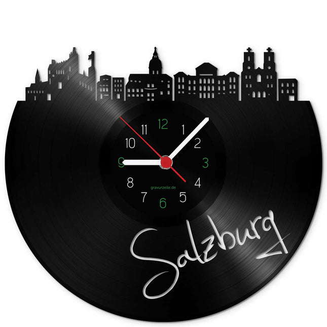 SEO. Wanduhr aus Vinyl Skyline Salzburg - Linkreich