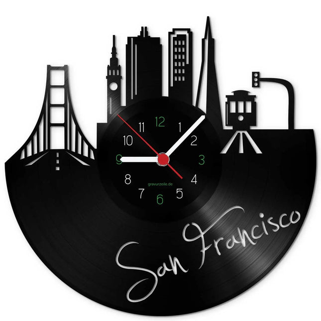 SEO. Wanduhr aus Vinyl Skyline San Francisco - Linkreich