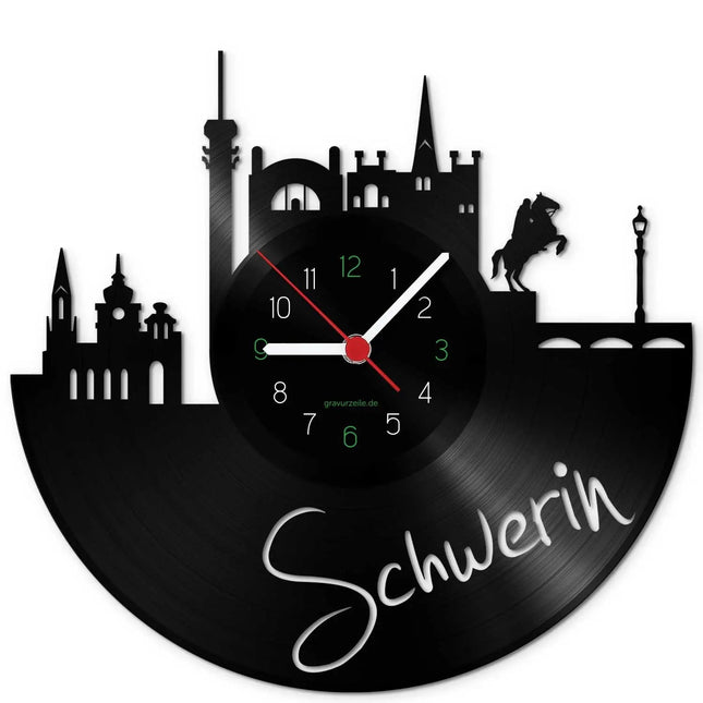 SEO. Wanduhr aus Vinyl Skyline Schwerin - Linkreich