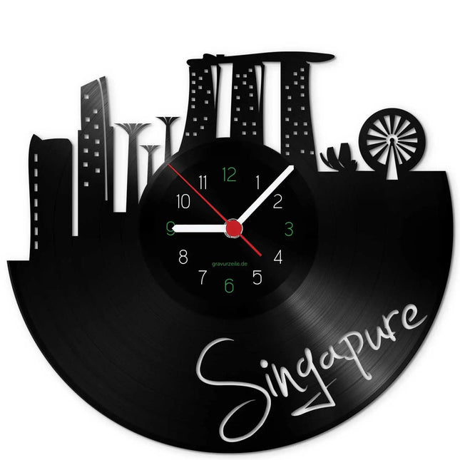 SEO. Wanduhr aus Vinyl Skyline Singapure - Linkreich