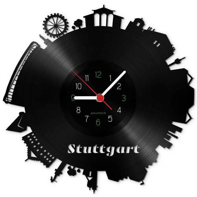SEO. Wanduhr aus Vinyl Skyline Stuttgart 2017 - Linkreich