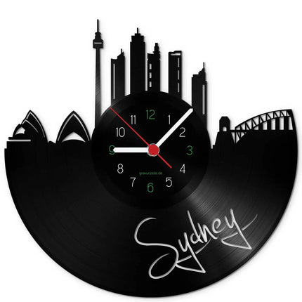SEO. Wanduhr aus Vinyl Skyline Sydney - Linkreich