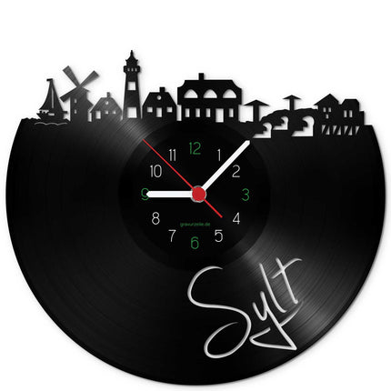 SEO. Wanduhr aus Vinyl Skyline Sylt - Linkreich