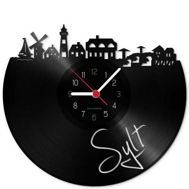 SEO. Wanduhr aus Vinyl Skyline Sylt - Linkreich