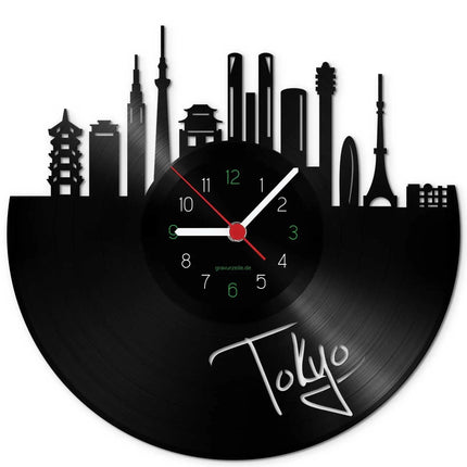 SEO. Wanduhr aus Vinyl Skyline Tokyo - Linkreich