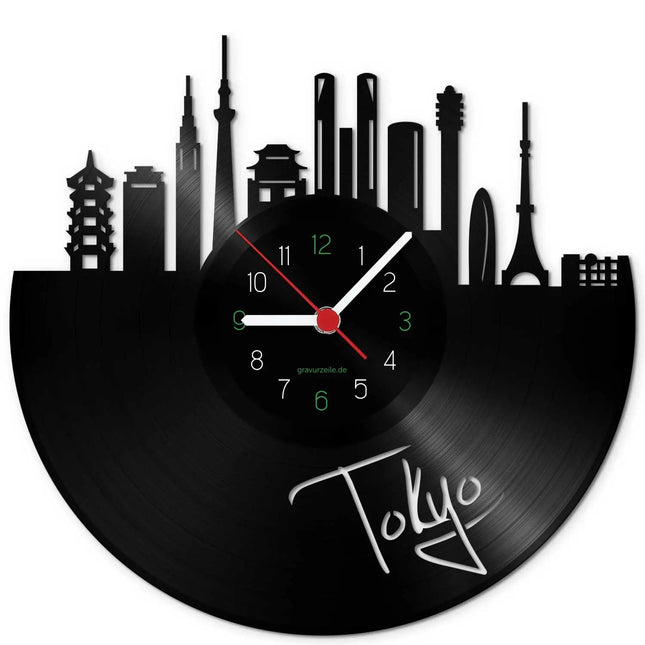 SEO. Wanduhr aus Vinyl Skyline Tokyo - Linkreich