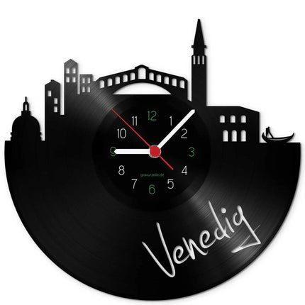 SEO. Wanduhr aus Vinyl Skyline Venedig - Linkreich