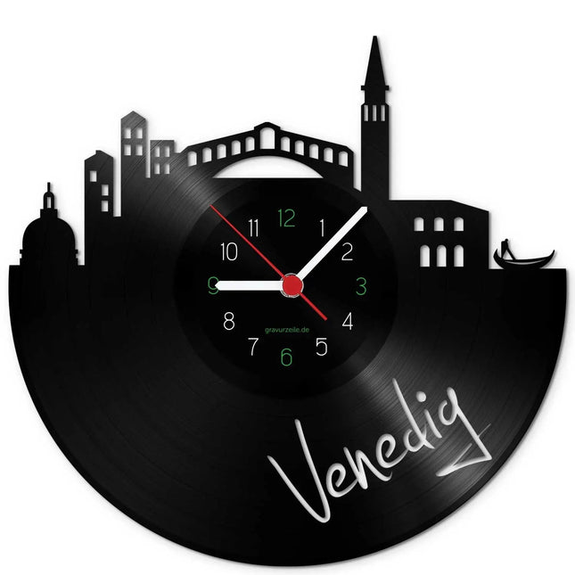 SEO. Wanduhr aus Vinyl Skyline Venedig - Linkreich