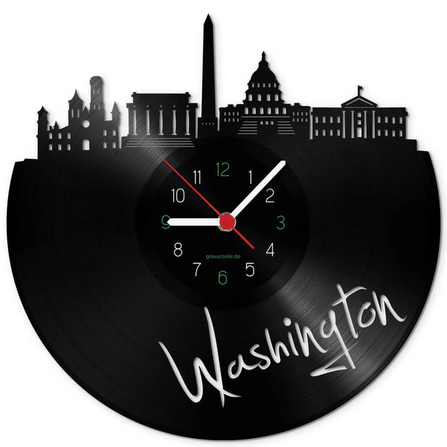 SEO. Wanduhr aus Vinyl Skyline Washington - Linkreich