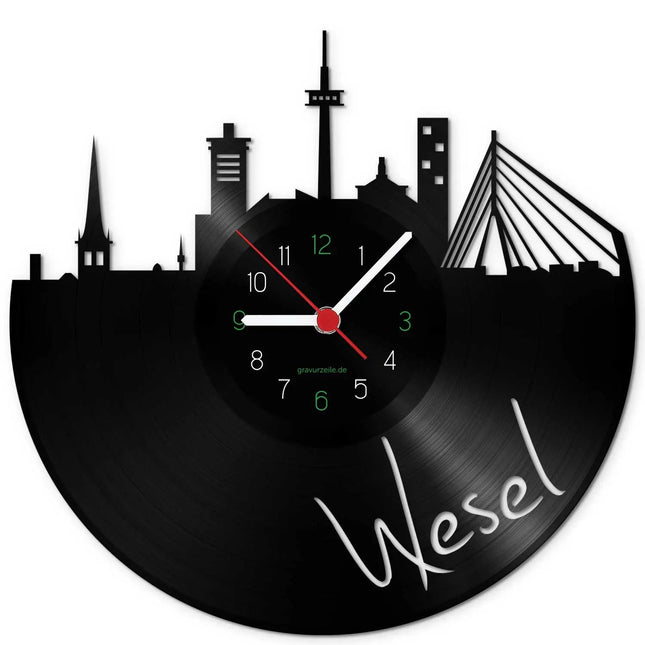 SEO. Wanduhr aus Vinyl Skyline Wesel - Linkreich