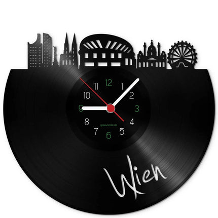 SEO. Wanduhr aus Vinyl Skyline Wien - Linkreich