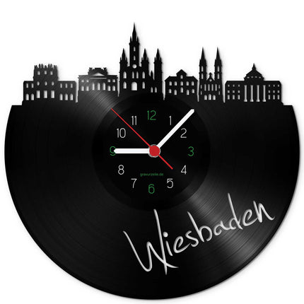 SEO. Wanduhr aus Vinyl Skyline Wiesbaden - Linkreich