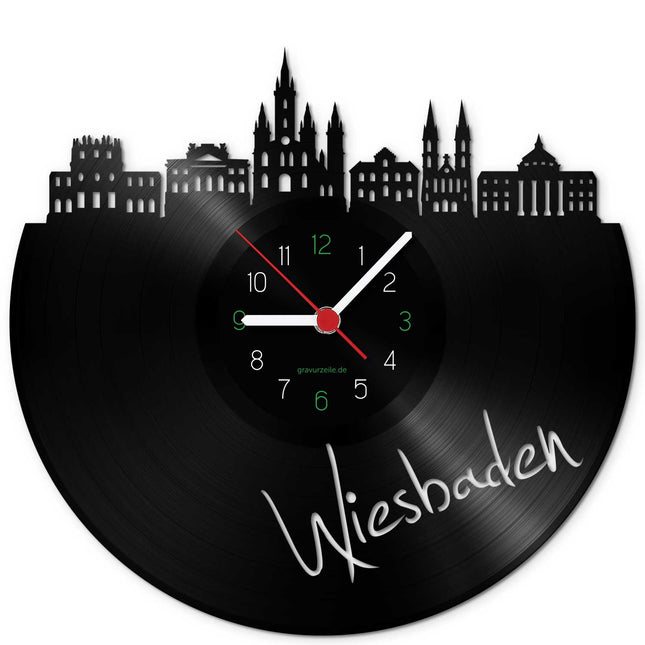 SEO. Wanduhr aus Vinyl Skyline Wiesbaden - Linkreich