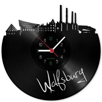 SEO. Wanduhr aus Vinyl Skyline Wolfsburg - Linkreich