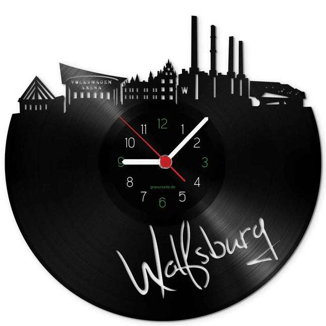 SEO. Wanduhr aus Vinyl Skyline Wolfsburg - Linkreich