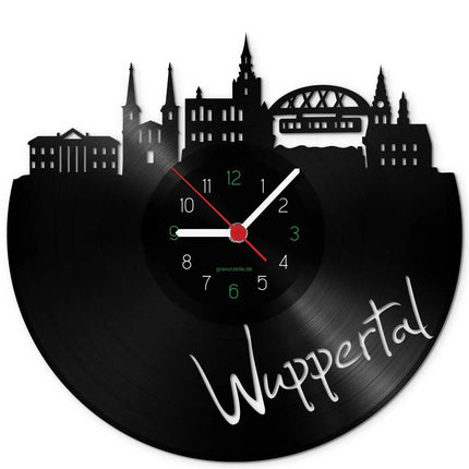 SEO. Wanduhr aus Vinyl Skyline Wuppertal - Linkreich