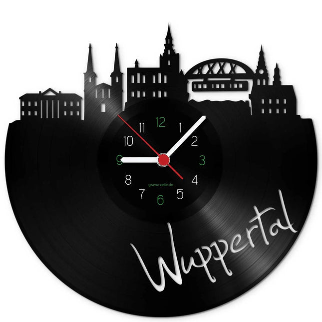 SEO. Wanduhr aus Vinyl Skyline Wuppertal - Linkreich