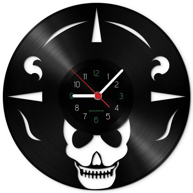 SEO. Wanduhr aus Vinyl Totenkopf Tribal - Linkreich