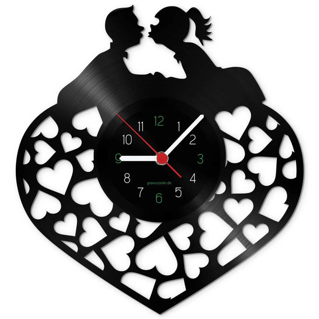 SEO. Wanduhr aus Vinyl Verliebt Verlobt Verheiratet - Linkreich