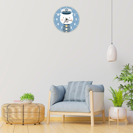 SEO. Wanduhr für Kinder im Eisbär Design - mit UV Druck - Linkreich