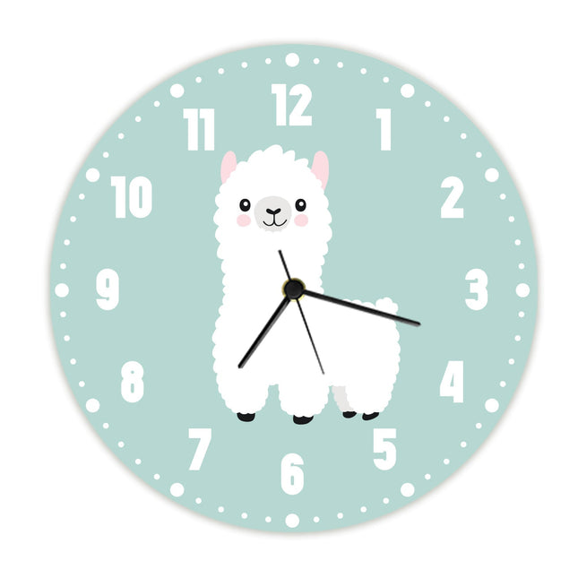 SEO. Wanduhr für Kinder im Lama Design - mit UV Druck - Linkreich