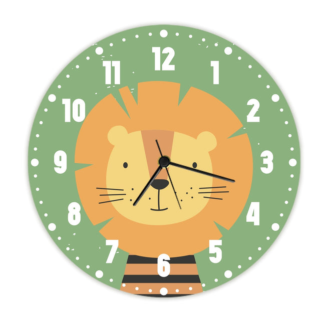 SEO. Wanduhr für Kinder im Löwen Design - mit UV Druck - Linkreich