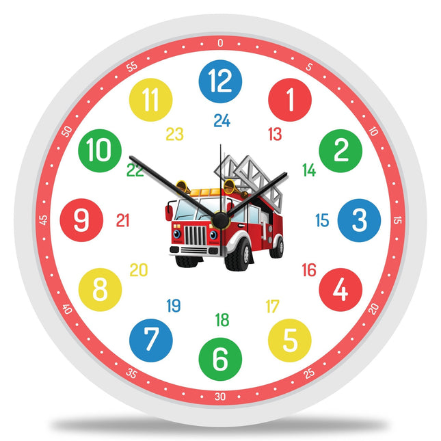 SEO. Wanduhr Kinder Feuerwehr - mit UV Druck - Linkreich