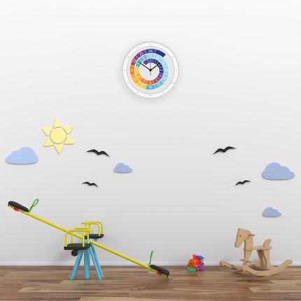 SEO. Wanduhr Kinder Regenbogen Farben - mit UV Druck - Linkreich