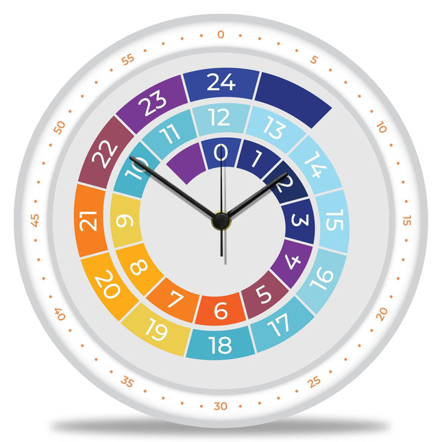 SEO. Wanduhr Kinder Regenbogen Farben - mit UV Druck - Linkreich