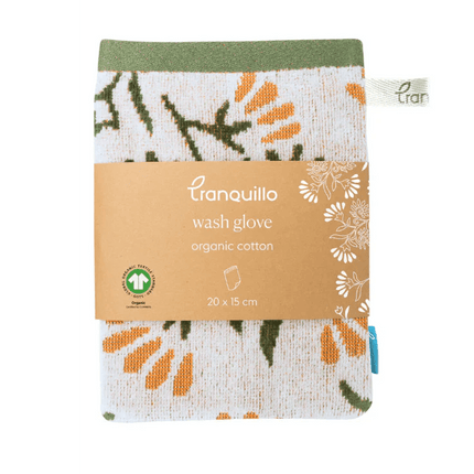 SEO. Waschhandschuh FLORAL aus Bio - Baumwolle – weich & GOTS - zertifiziert | Tranquillo - Linkreich
