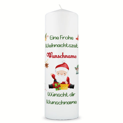 SEO. Weihnachtskerze "Fröhliche Weihnachten" mit Namen - Große Kerze Linkreich