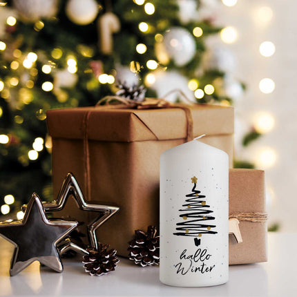 SEO. Weihnachtskerze "Hallo Winter" - Große Kerze Linkreich