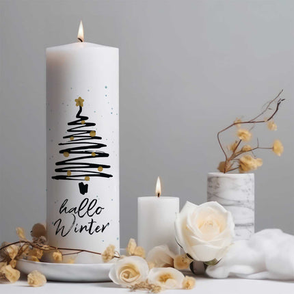 SEO. Weihnachtskerze "Hallo Winter" - Große Kerze Linkreich