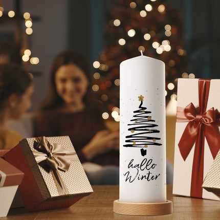 SEO. Weihnachtskerze "Hallo Winter" - Große Kerze Linkreich