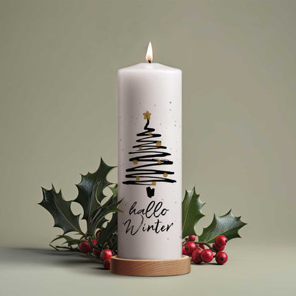 SEO. Weihnachtskerze "Hallo Winter" - Große Kerze Linkreich