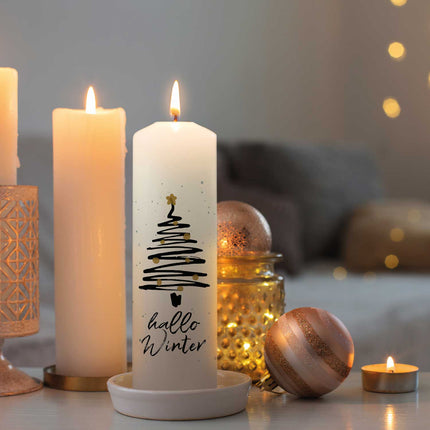 SEO. Weihnachtskerze "Hallo Winter" - Große Kerze Linkreich