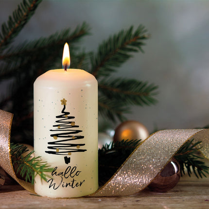 SEO. Weihnachtskerze "Hallo Winter" - Große Kerze Linkreich