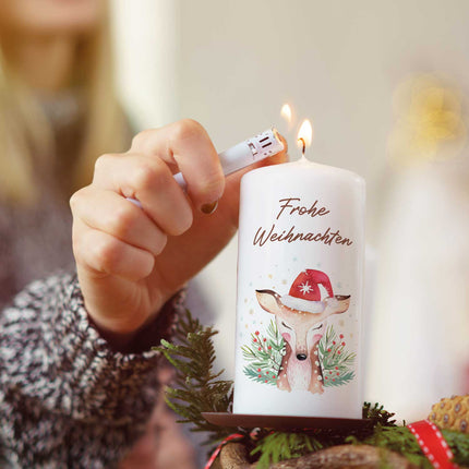 SEO. Weihnachtskerze "Reh" - Große Kerze Linkreich