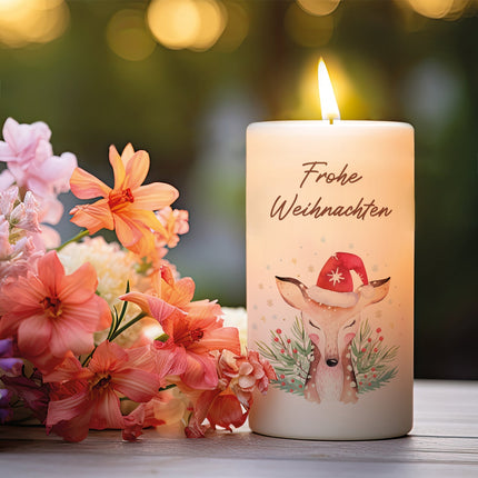 SEO. Weihnachtskerze "Reh" - Große Kerze Linkreich