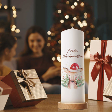 SEO. Weihnachtskerze "Reh" - Große Kerze Linkreich