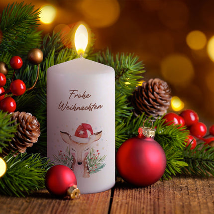SEO. Weihnachtskerze "Reh" - Große Kerze Linkreich
